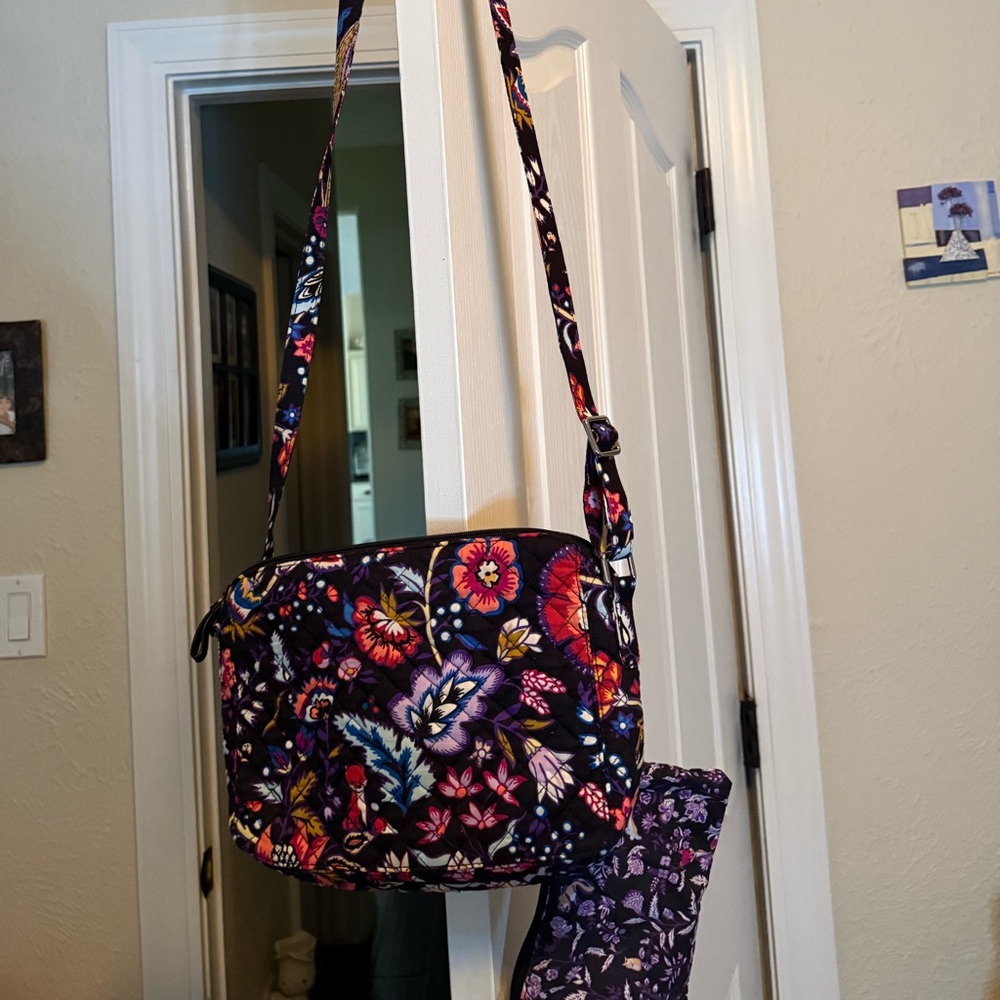 Vera Bradley Foxwood Multicolor Floral Crossbody Bag, with attachment